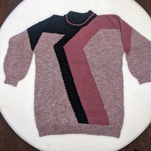 Vintage Hand Knit 80s Turtleneck Sweater